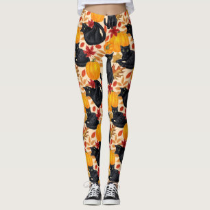Zwarte katten en pompoenen leggings