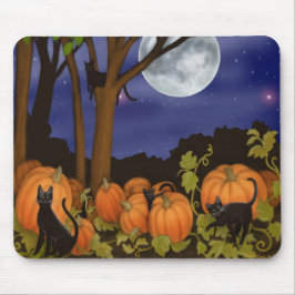 Zwarte katten en pompoenen Mousepad Muismat