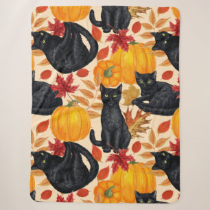 Zwarte katten en pompoenen sherpa deken