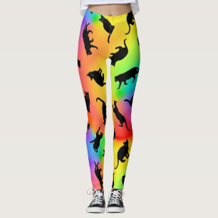 Zwarte Katten en Regenboog Leggings