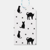 Zwarte katten en sterren Halloween Cadeaulabel (Voorkant)