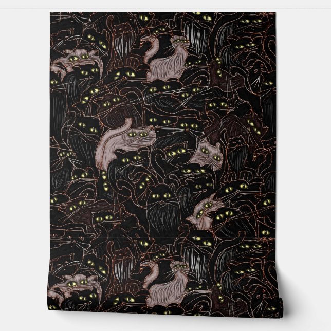 Zwarte katten Gele ogen Behang (Afrollen)