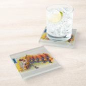  zwarte katten glazen onderzetter (Schuin)