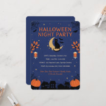 Zwarte Katten Halloween Feest Uitnodiging