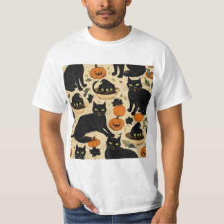 Zwarte katten Halloween Horror Cadeaus Grappig Boo T-shirt