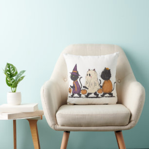 Zwarte katten Halloween Trick or Treat Schattig Gr Kussen