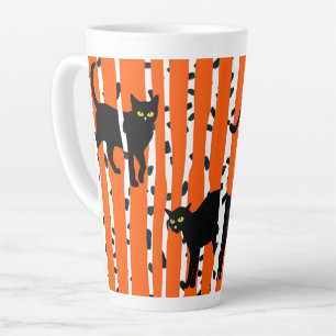 Zwarte katten in berkenbos Halloween Latte Mok
