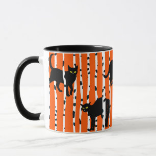 Zwarte katten in berkenbos Halloween Mok