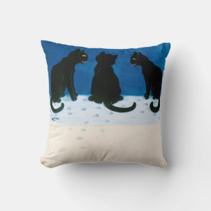 Zwarte katten in de sneeuw, Louis Wain Kussen