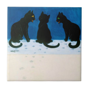 Zwarte katten in de sneeuw, Louis Wain Tegeltje
