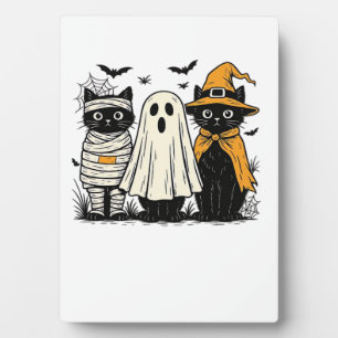 Zwarte katten in Halloween-kostuums – Geest, Heks, Fotoplaat