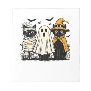 Zwarte katten in Halloween-kostuums � Geest, Heks, Notitieblok