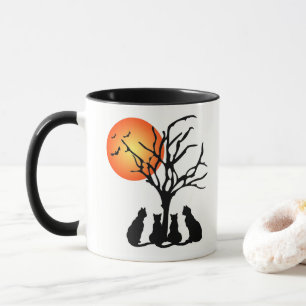 Zwarte katten in het maanlicht mok