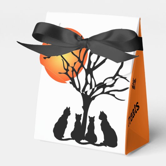 Zwarte katten in het motorlicht bedankdoosjes (Voorkant Zijde)