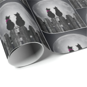 Zwarte katten in Moonlight Cadeaupapier