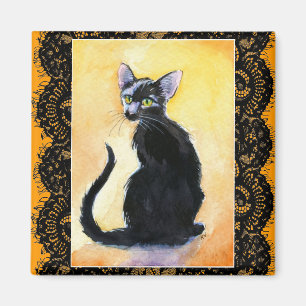 Zwarte katten, kant, oranje magneet