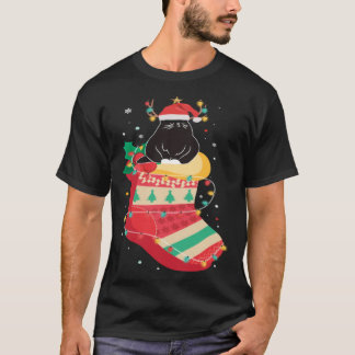 Zwarte Katten Kousen Kleding Cool Vakantie Kerstm T-shirt