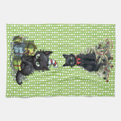 Zwarte katten maken onheil Kerstmis Theedoek (Horizontaal)