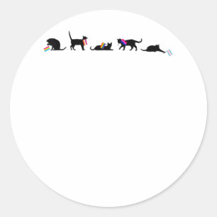 Zwarte katten met LGBT-vlaggen LGBTQ Pride Support Ronde Sticker
