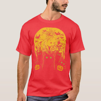 Zwarte katten met volle maan halloween Man Pet T-shirt