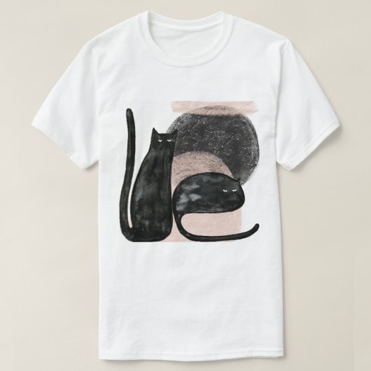 Zwarte katten minimalistische illustratie, kat mod t-shirt (Design voorkant)