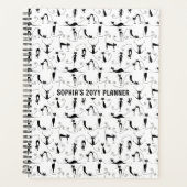 Zwarte Katten Naadloos Patroon Aangepaste Naam Planner (Voorkant)