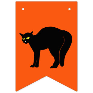 Zwarte katten op een meerkleurige achtergrond vlaggetjes