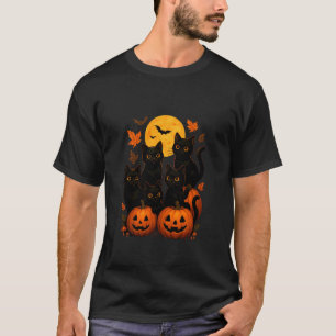 Zwarte katten op pompoenen onder volle maan grieze t-shirt