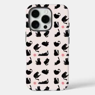 Zwarte Katten Patroon iPhone 16 Pro Hoesje