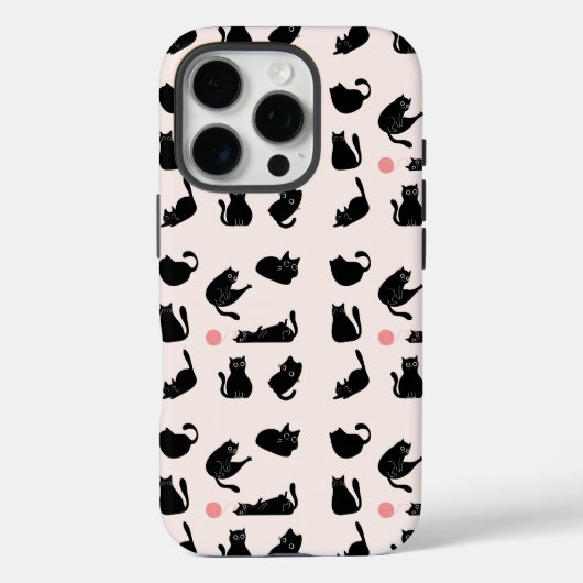 Zwarte Katten Patroon Case-Mate iPhone Case (Achterkant)