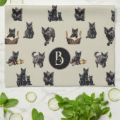 Zwarte Katten Patroon Keukenschotel Handdoek (Gevouwen)