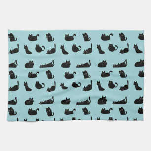 Zwarte Katten Patroon Theedoek