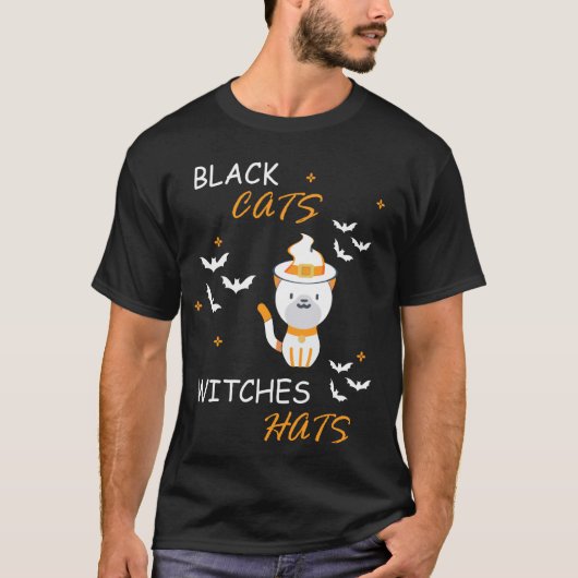 zwarte katten Petten Funny Hallow T-shirt (Voorkant)