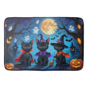 Zwarte Katten Pompoen Halloween Grappig Badmat