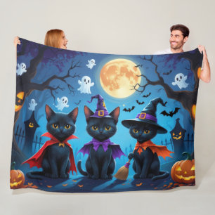 Zwarte Katten Pompoen Halloween Grappig Fleece Deken