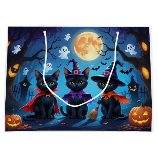 Zwarte Katten Pompoen Halloween Grappig Groot Cadeauzakje (Voorkant)