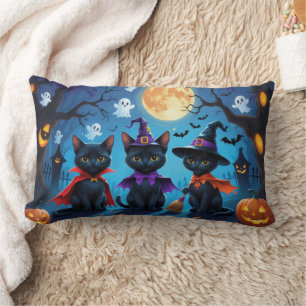 Zwarte Katten Pompoen Halloween Grappig Kussen
