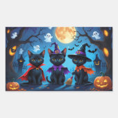Zwarte Katten Pompoen Halloween Grappig Rechthoekige Sticker (Voorkant)
