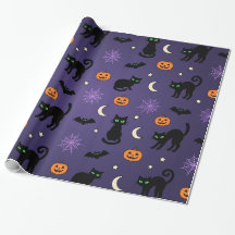 Zwarte katten Pompoenen Vleermuizen Paarse Hallowe