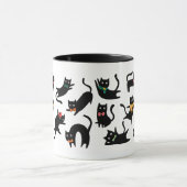 Zwarte katten poseert mok (Midden)