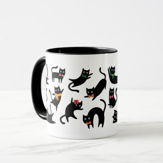 Zwarte katten poseert mok (Voorkant links)
