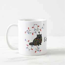 Zwarte katten regeren! Whiskers en kerstjuichen! Koffiemok