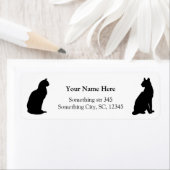 Zwarte katten, silhouet, aangepast adresetiket etiket (Insitu)
