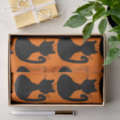 Zwarte katten Silhouette op Sinaasappel Tissuepapier (Geschenk)