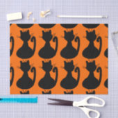 Zwarte katten Silhouette op Sinaasappel Tissuepapier (Craft)