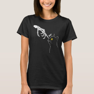 Zwarte Katten Skelet Hand Boop Halloween 2022 T-shirt