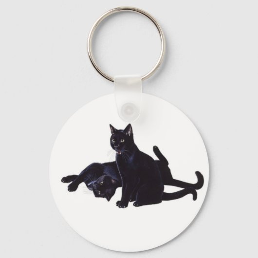 zwarte katten sleutelhanger (Voorkant)