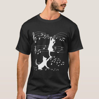 Zwarte katten spelen met muzieknoot kat t-shirt