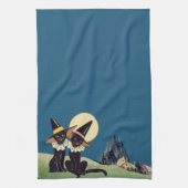 zwarte katten theedoek (Verticaal)