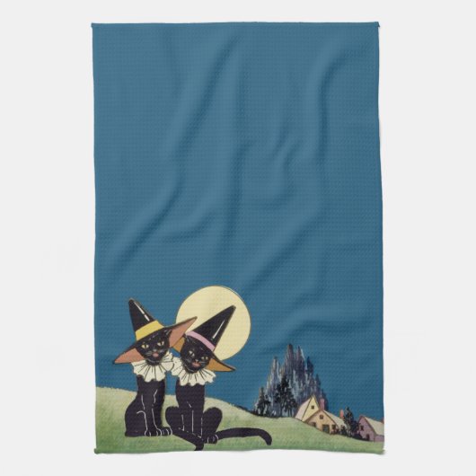  zwarte katten theedoek (Verticaal)